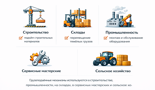 где используются грузоподъёмные механизмы
